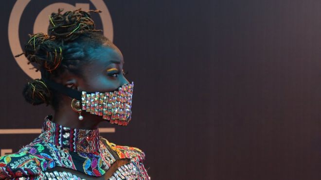 Coronavirus: Nigerian celebrities wear blinged-up masks