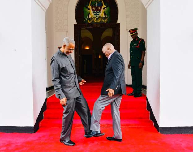 Coronavirus: Tanzania president prefers foot greeting