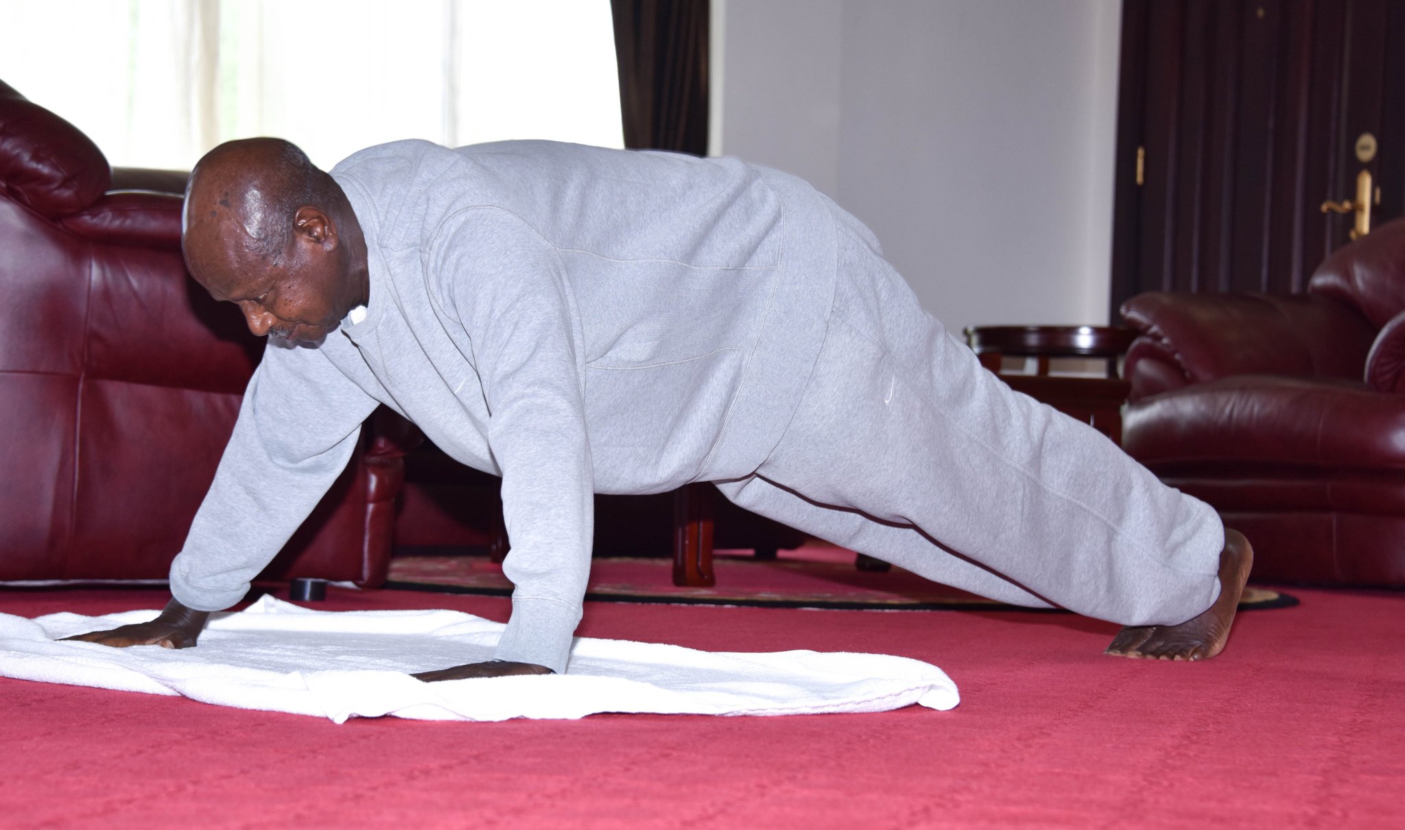 Museveni  makes exercise video